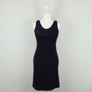Banana Republic Women's Size 0 Navy Blue Wool Blend Scoop Neck Sheath Mini Dress